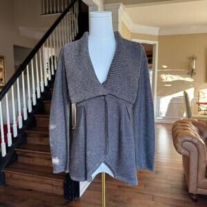 classiques entier gray wool blend draped cardigan sweater